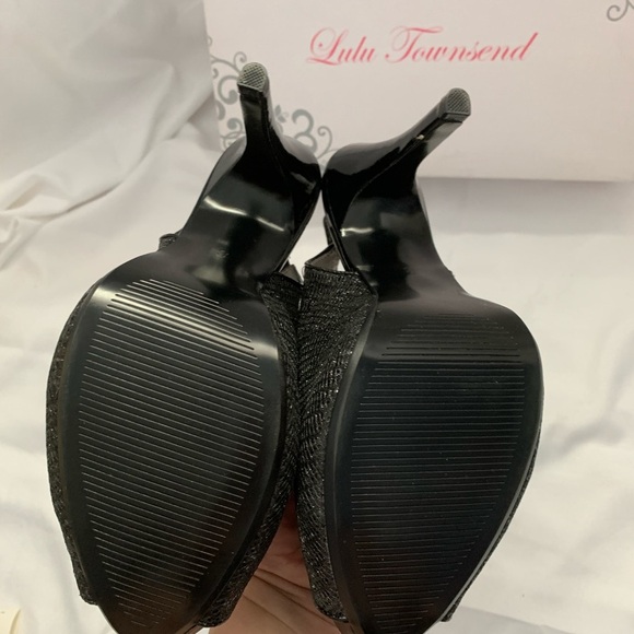 Lulu Townsend Glittery Mesh Peep Toe Stiletto - Picture 4 of 9